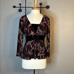 Dressbarn Black and Red Swirl Blouse